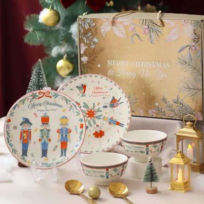 GIFT Golden Christmas Hampers Christmas Hampers Set Premium Bowl Set Mangkok dan Piring Set Natal