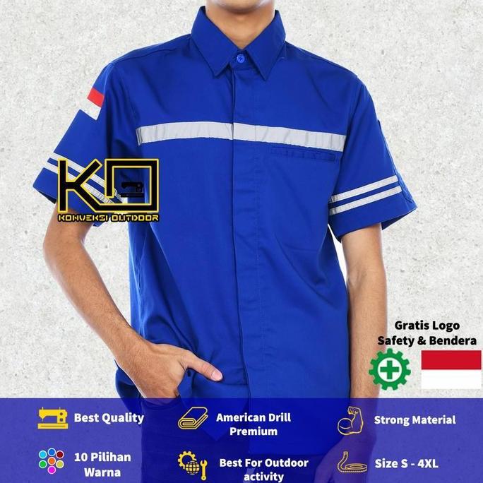BAJU KEMEJA SAFETY WEARPACK K3 OUTDOOR PREMIUM LENGAN PENDEK Seragam Proyek Keren Pria Kerja Lapanga