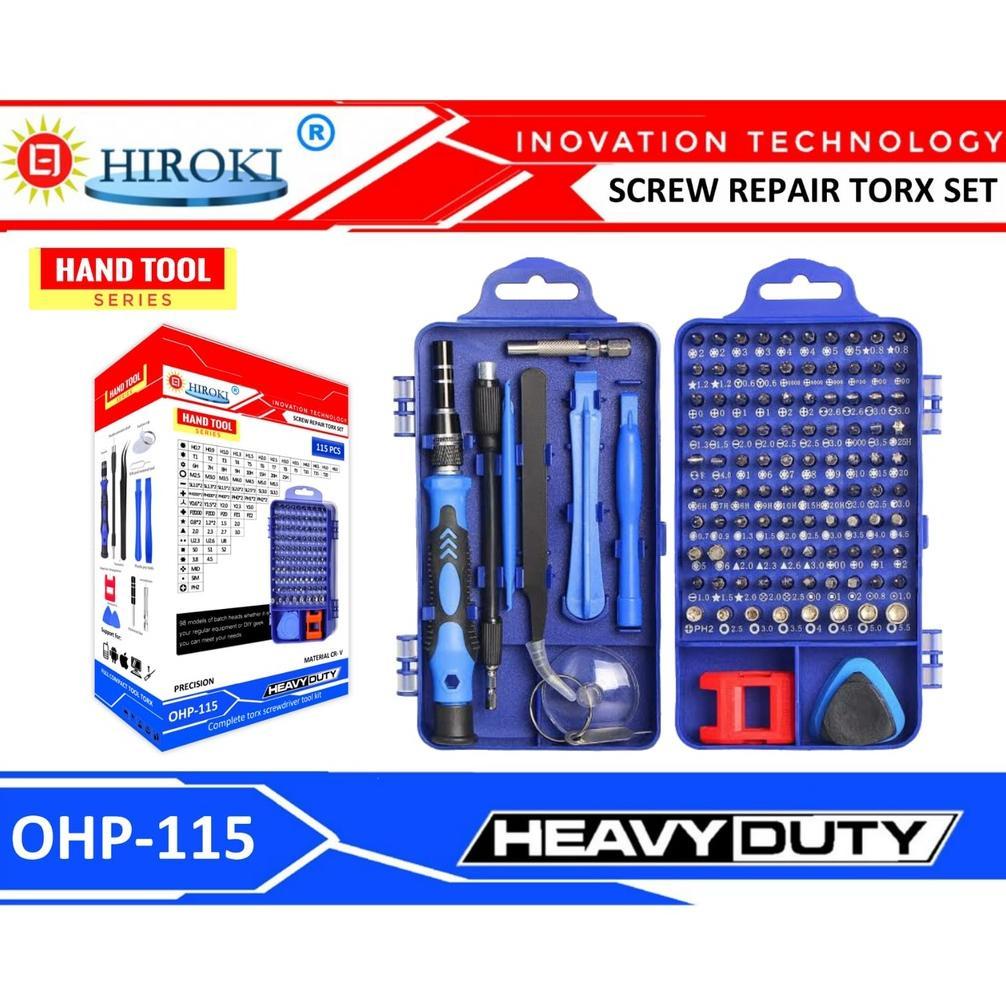 Complete Screwdriver Torx Repair Set Pocket Kit Kunci MAta Obeng Lengkap 115 Pcs HIROKI Tools Alat B
