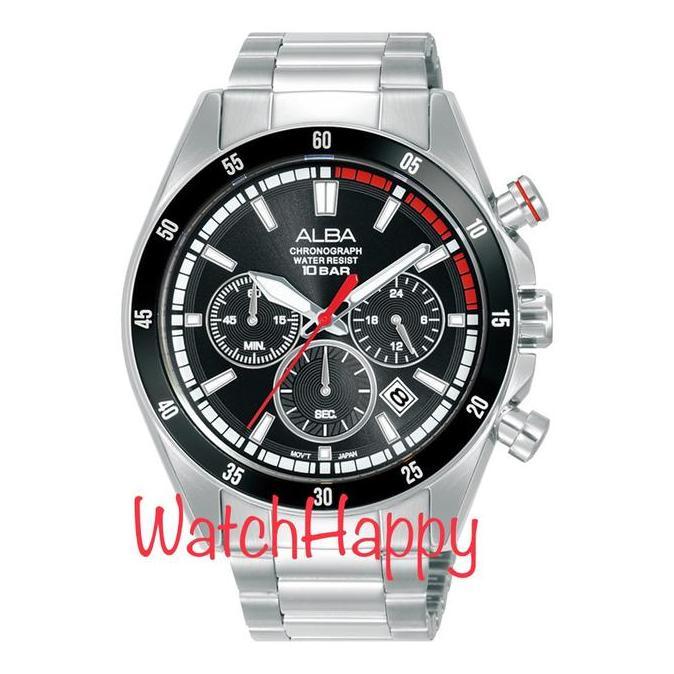 ALBA AT3J29X1 AT3J29 BLACK DIAL CHRONOGRAPH SPORT MEN STAINLESS STEEL