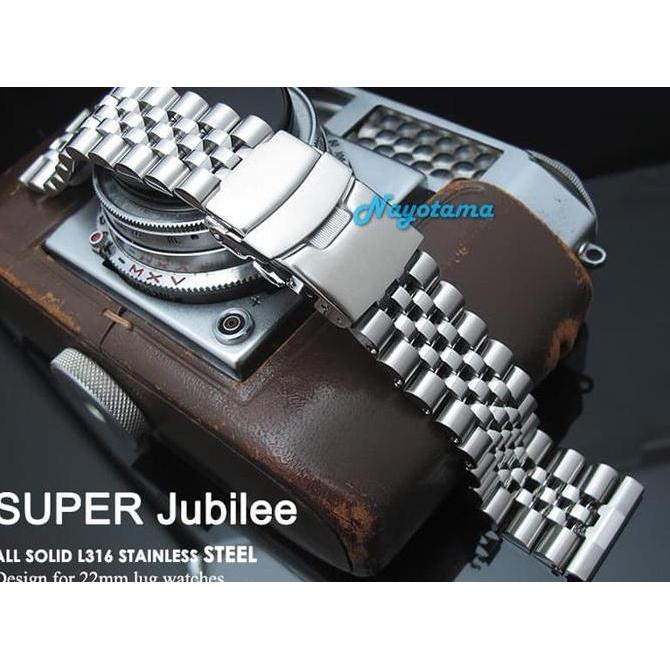 22mm Rantai MILTAT Super Jubilee Straight End Solid Stainless Steel