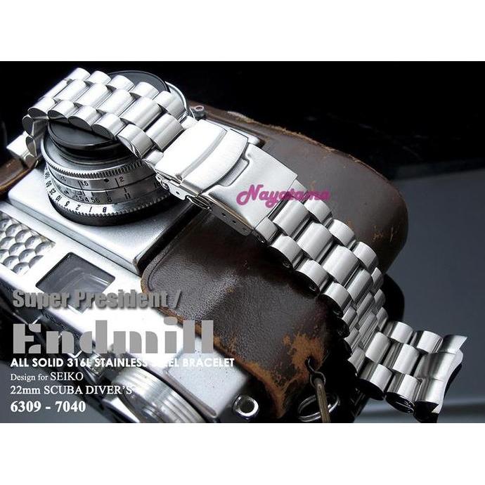 22mm Rantai MILTAT Endmill Super President for Seiko Diver 6309-7040