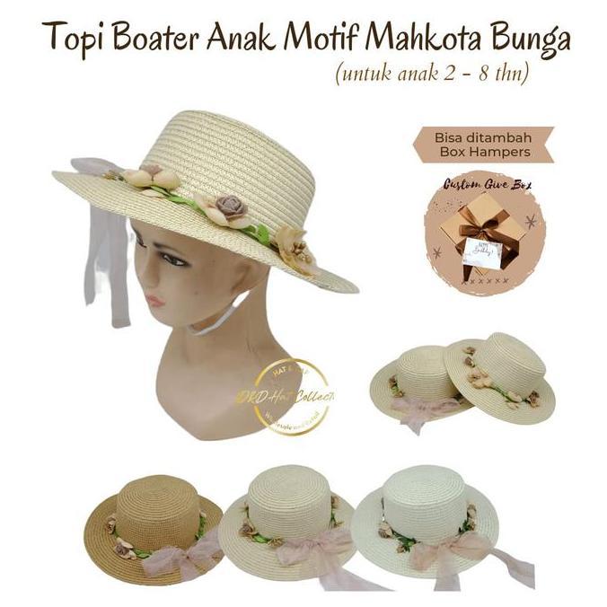 TERMURAH Topi Boater Anak Mahkota Bunga READY STOCK
