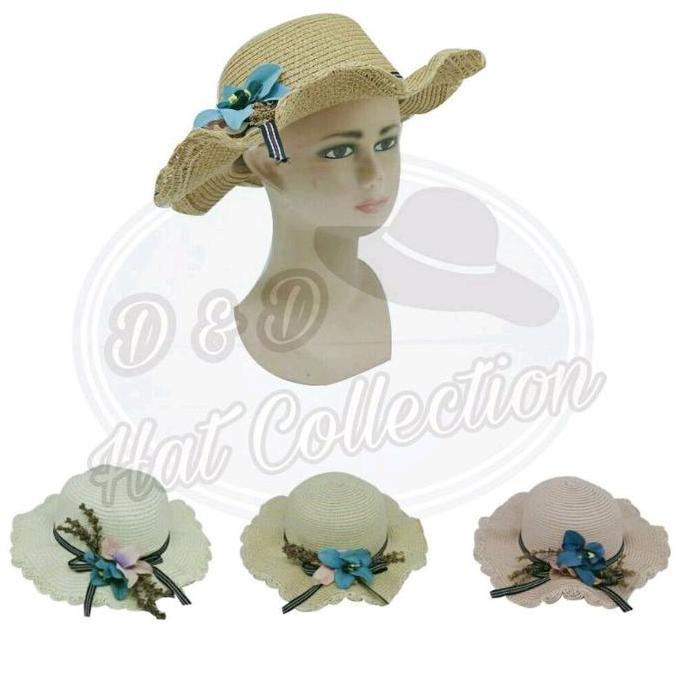 ORIGINAL Topi Pantai Anak Gelombang Import Motif Bunga Lily READY STOCK