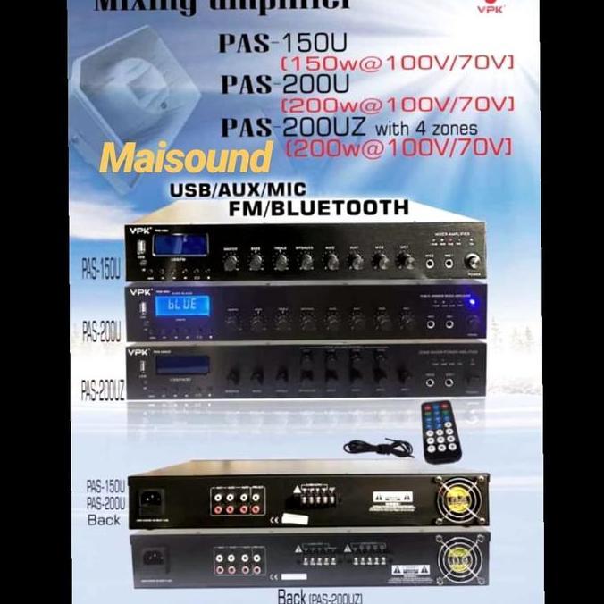 Promo AMPLIFIER VPK PAS 200UZ AMPLI VPK PAS 200 UZ VPK PAS200UZ 4 ZONA ZONES Diskon
