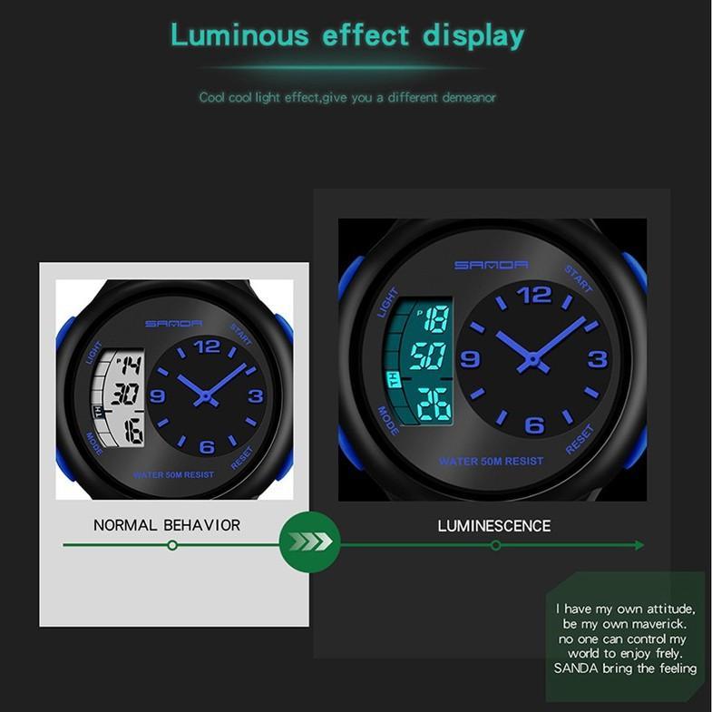 Sanda 763 Jam Tangan Pria Digital Analog Tali Rubber Chronograph Anti Air Currenos