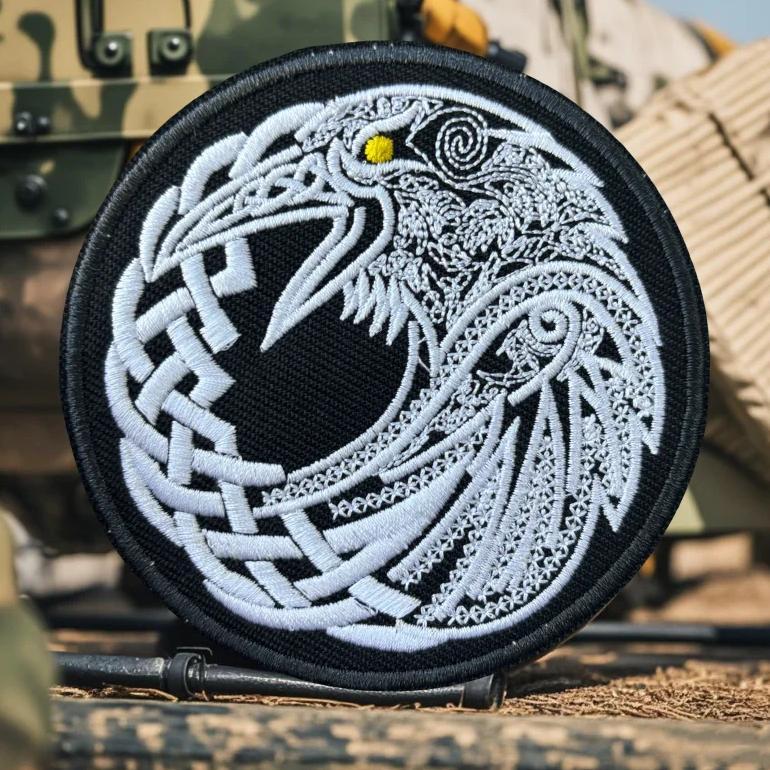 Viking Morale Tactical Patch Scandinavian Symbol Raven Embroidery Hook&Loop Emblem Military Badge Ar