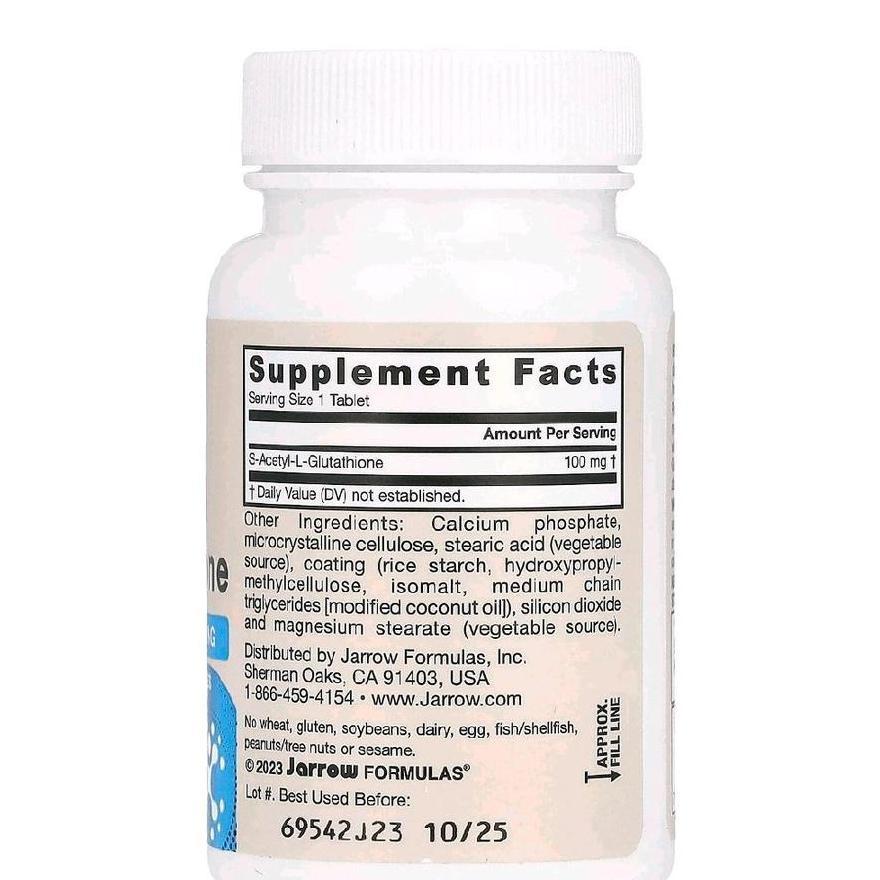 Jarrow Formulas, Vegan S-Acetyl L-Glutathione, 100 Mg, 60 Tablets Vegan Antioxidant To Promote Inter