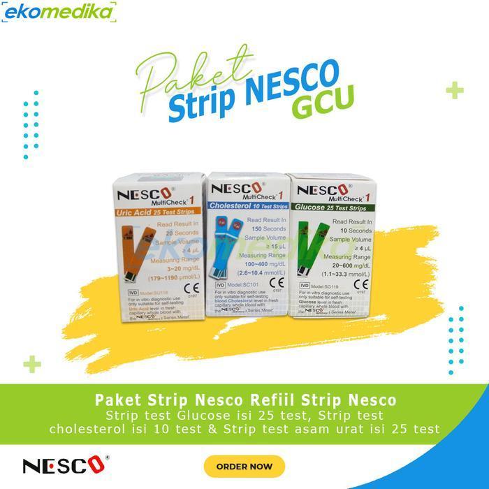 Paket Refiil Strip NESCO GCU Lengkap (Glucose,Cholesterol,Uric Acid)