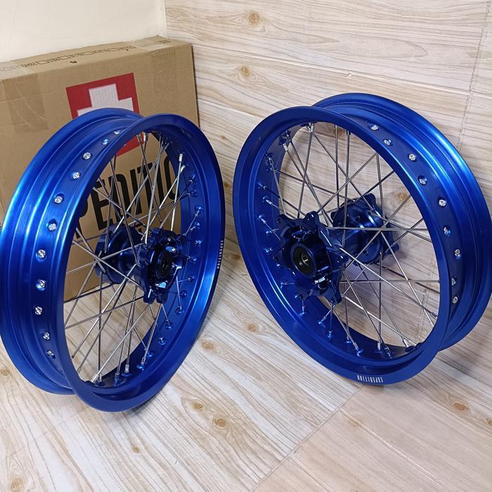 wheeset velg Supermoto CRF KLX WR scarlet tromol CNC scarlet