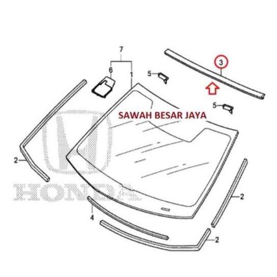 CAVARA Karet Molding List Lis Kaca Besar Depan Bagian Atas Honda Accord CR2