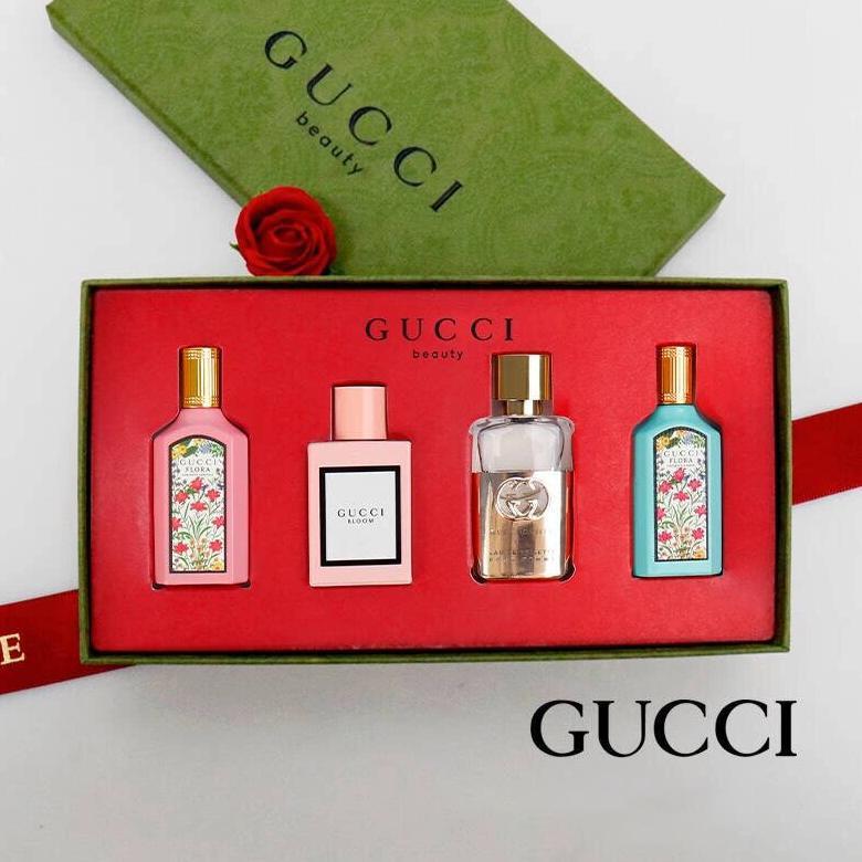GUCCI Perfume set 4*5ml / Flora Gorgeous Jasmine EDP / Gucci Gulty Pour Femme EDT / Gucci Bloom EDP 