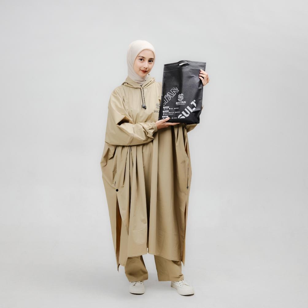 SULTAN Jas Hujan Tebal Lentur Elastik Setelan Jaket Celana Pria & Wanita