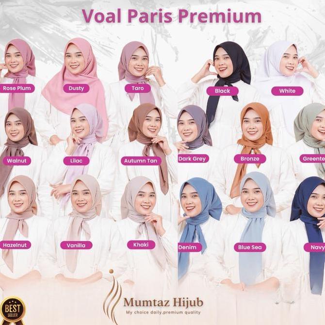 Promo Terbaru, Mumtaz Hijub | Hijab Segi Empat 15+ Warna Kerudung Jilbab Bella Square Plain Square P