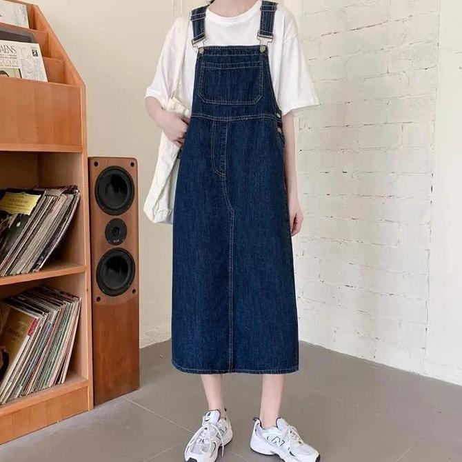 overall rok jeans panjang