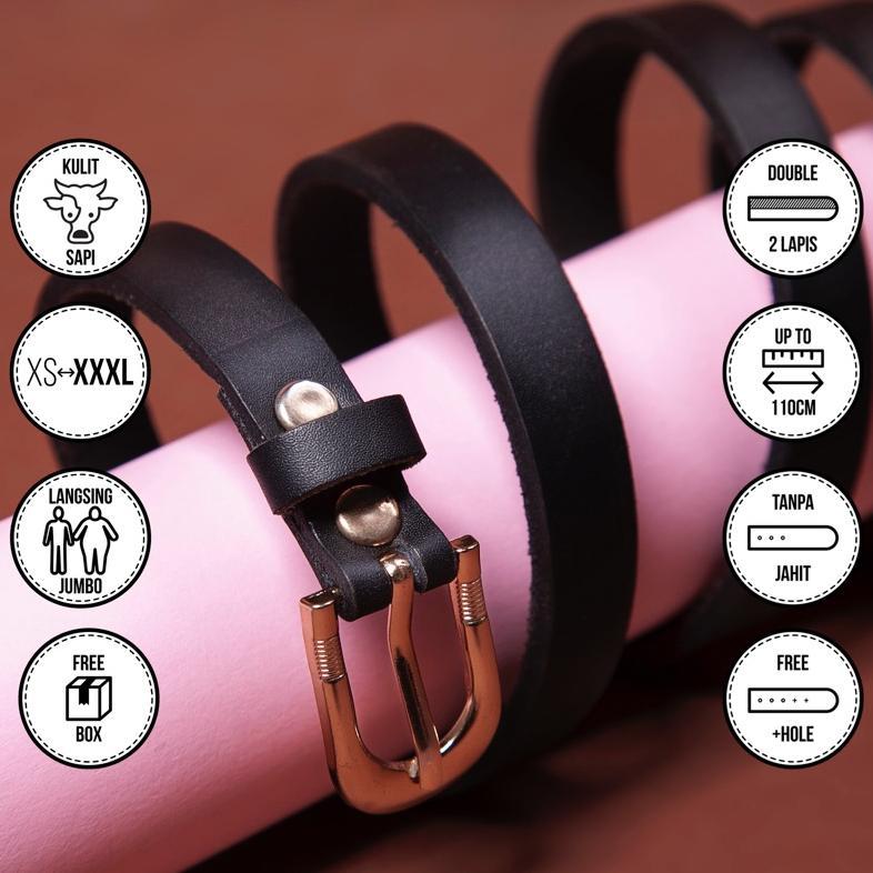 GK Women Belt - Sabuk Kulit Asli Wanita / Gesper Kulit Wanita / Sabuk Kasual (Tanpa Jahitan)