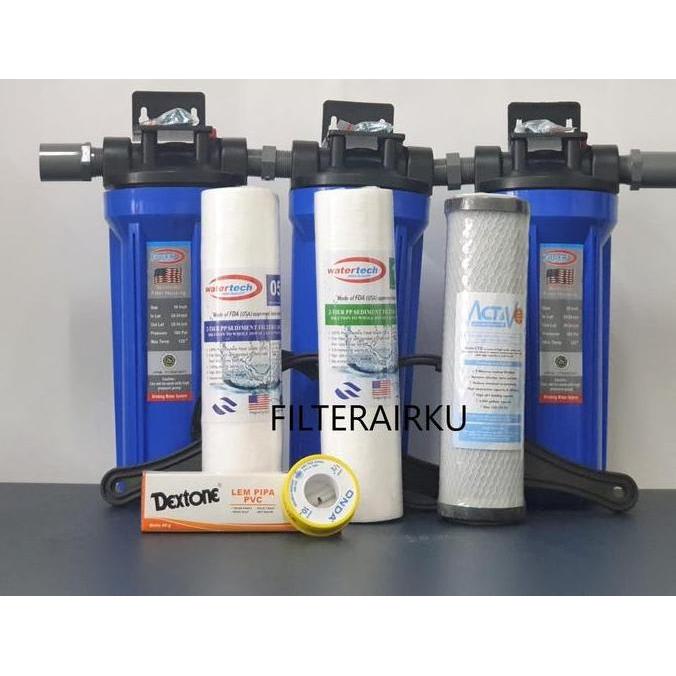 Paket Filter Air Solid Blue - Sedimen + Sedimen + CTO 10" [terbaik]