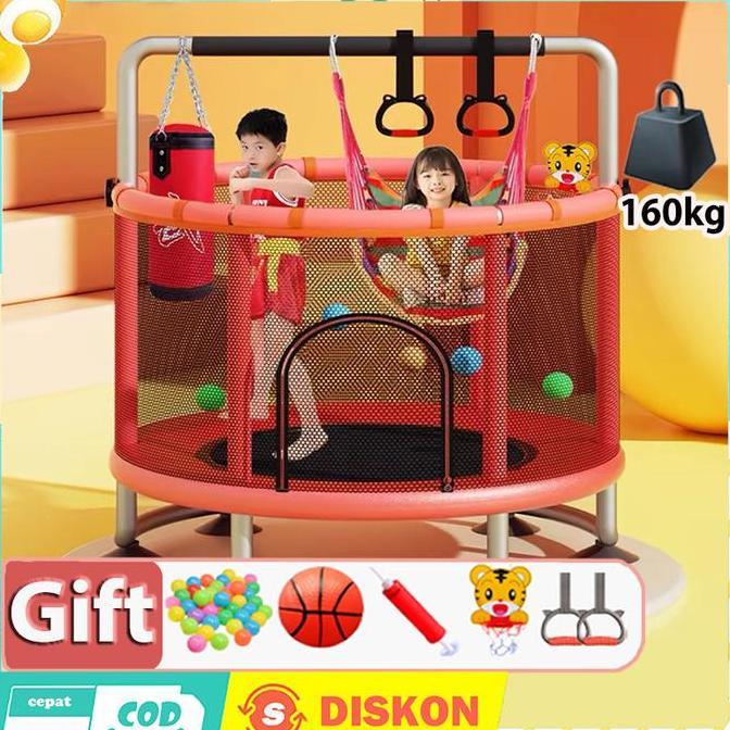 Berkualitas Trampoline Trampolin Anak 140cm120cm Lompat Trampolin Mainan Anak Fitness Outdoor/Indoor