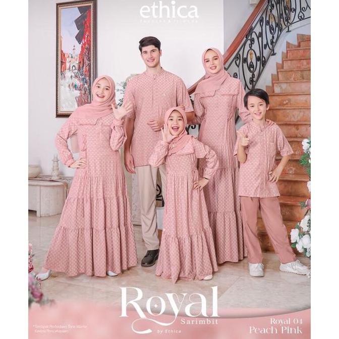 Jual, Ethica Sarimbit Royal 04 Peach Pink - Gamis Ibu & Anak Jaguard Dobby & Baby Doll - Dress, Leba