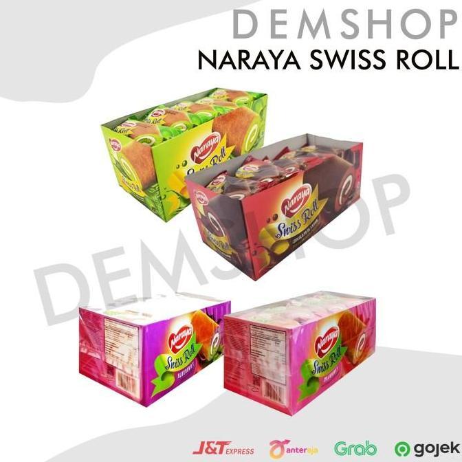Bestone- NARAYA SWISS ROLL CAKE 20 pcs - Kue Bolu Pandan Cokelat Chocolate