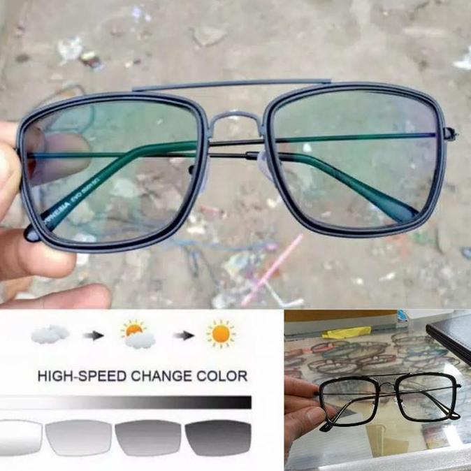 kacamata model korea terbaru kotak cowok cowo wanita cewe photocromic