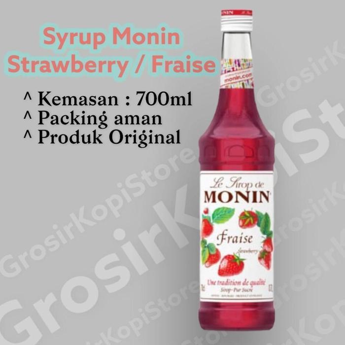 Sirup monin strawberry 700ml-Monin Sirup Strawberry 700ml Botol Kaca