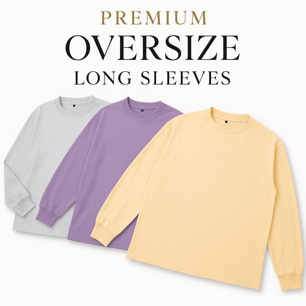 Oversize Lengan Panjang Cotton 20s // Kaos Polos Oversized long sleeve tshirt Combed 20s Crewneck