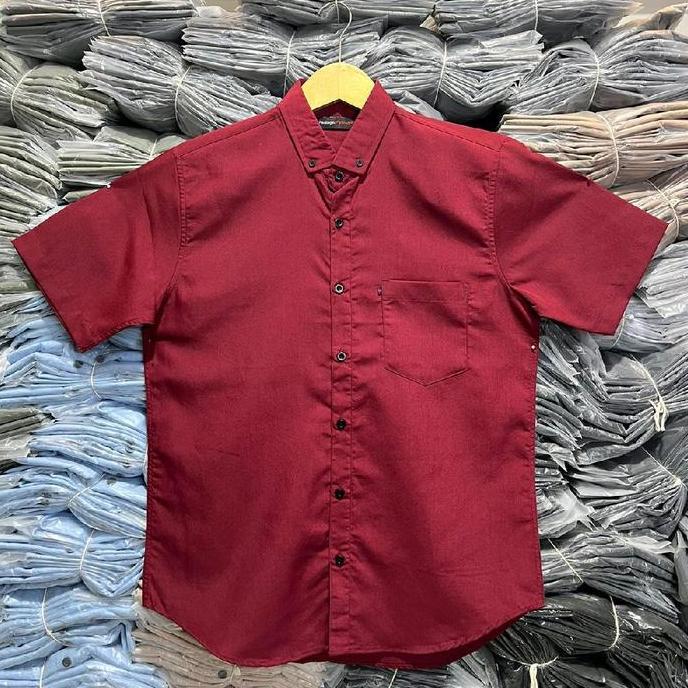 Boyboy- Kemeja Pria Polos Pendek Warna Cream Size  M-L-Xl-Xxl-Xxxl Katun Formal Basic Casual Nyaman 