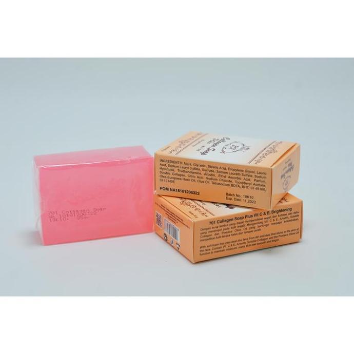 Bersih- Cod ( 3Pcs ) Sabun Collagen 701 Plus Vit C & E Brightening Original / Bpom Sabun Colagen Col