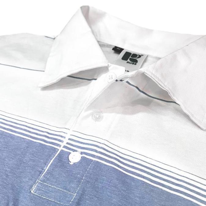 Russ T-shirt Polo Rugby Kats Blue Brown Casual Combed Kerah Fit