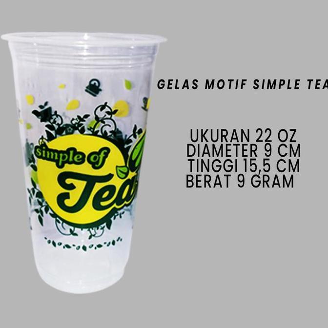 HOT SALE Gelas Printing Simple Tea Uk 22 Oz - 1 Roll isi 50 Pcs Dan Gelas Plastik Motif Teh Gelas Oz