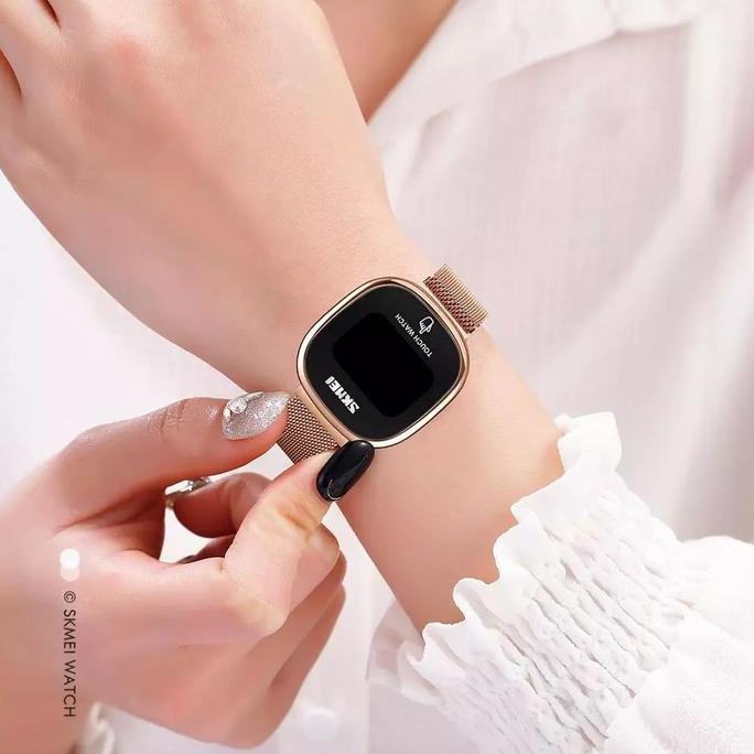 Watchtime- Jam Tangan Wanita Digital Layar Sentuh Tali Stainless Skmei 1589