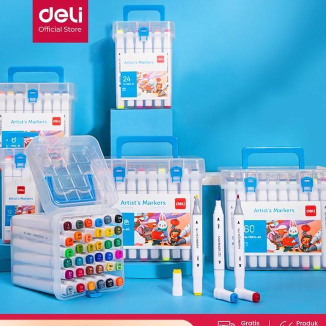 Deli Sketch Marker Waterbased Marker Spidol Sketsa Double Tip 12 Hingga 80 Warna 76
