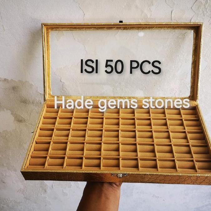 BOX/KOTAK CINCIN BATU AKIK ISI 50 PCS WARNA GOLD/EMAS SUPER PREMIUM