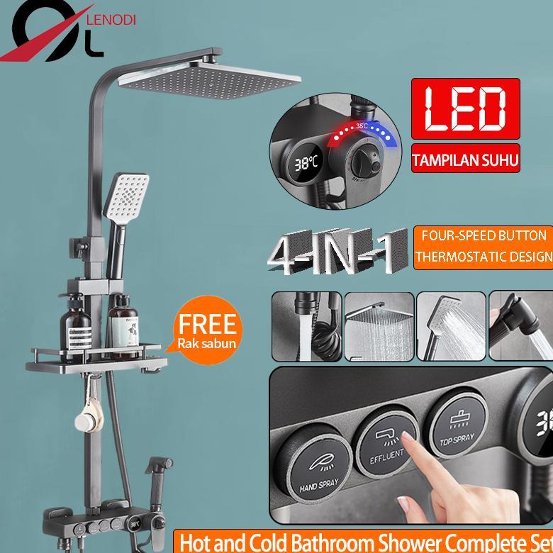 Shower set 4 Fungsi Panas-Dingin Dengan Faucet / set sower kamar mandi tembaga lengkap / Sprayer Fau