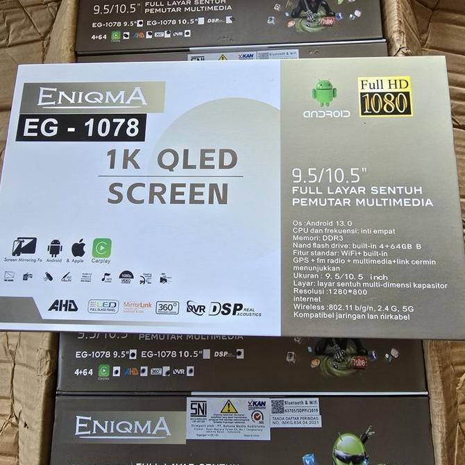 '' HEAD UNIT ANDROID ENIGMA EG 1078 CARPLAY ENIQMA EG 1078 QLED SCREEN FREE KAMERA MUNDUR ''
