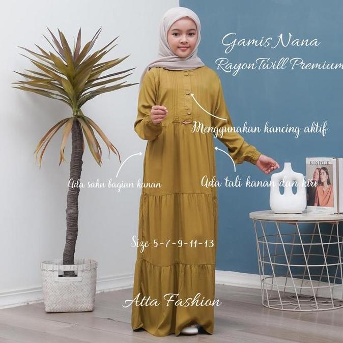 Kidsrelig- Gamis Nana Rayon Twill Premium || Gamis Anak Rayon Premium