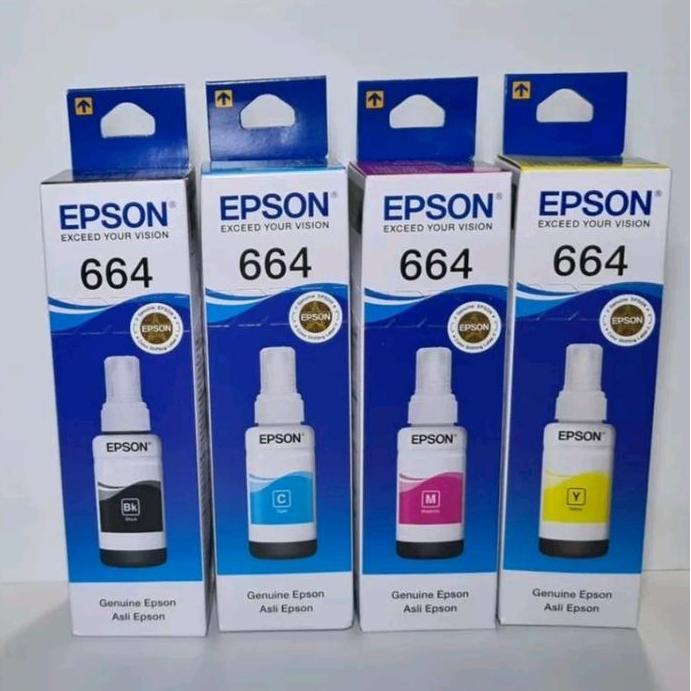 Trapp- Tinta Epson 664 B,C,Y,M For Printer L110 L210 L220 L120 L310 L360 L850 Kemasan Baru