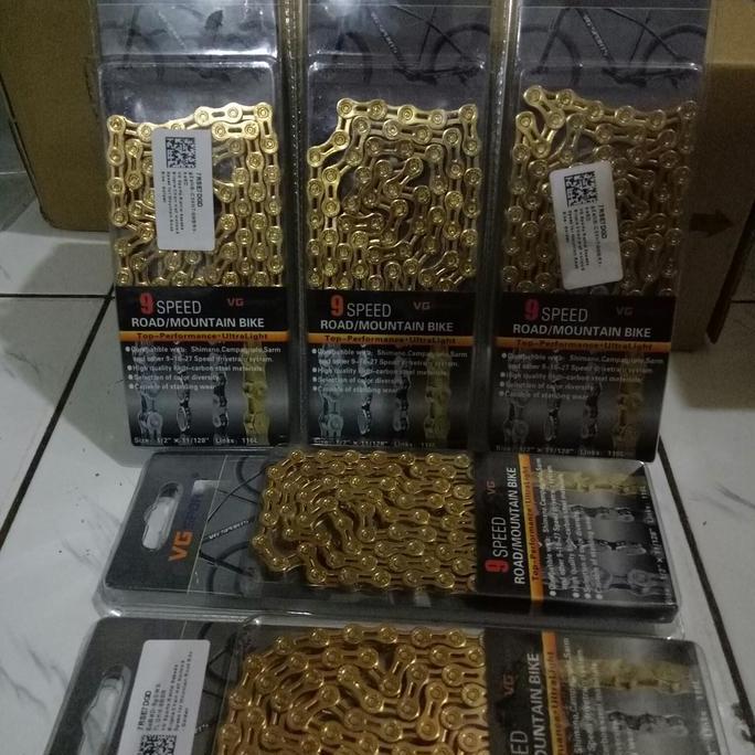 Rantai Sepeda Warna Gold Merk Vg Sports 9Speed