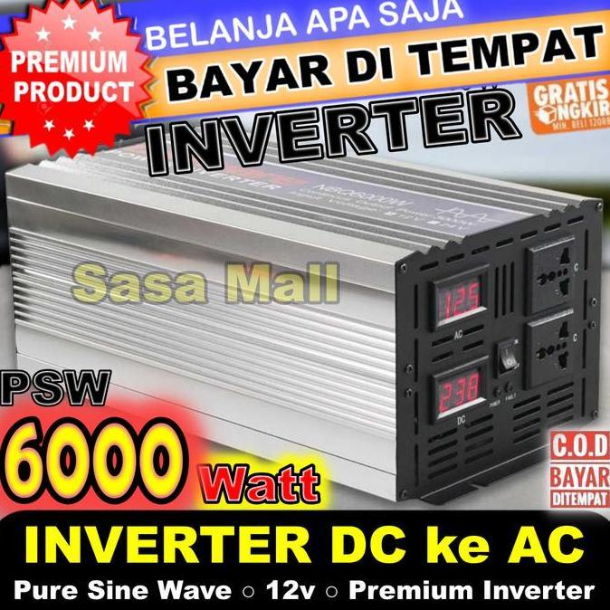 Limited, Car Power Inverter With Pure Sine Wave Dc 12V To Ac 220V 6000W - 12V Digital Aki Battery Al