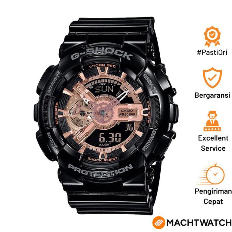 [PRJ] Jam Tangan Pria Casio G-Shock GA-110MMC-1ADR Black and Rose Gold Series Digital Analog Dial Bl