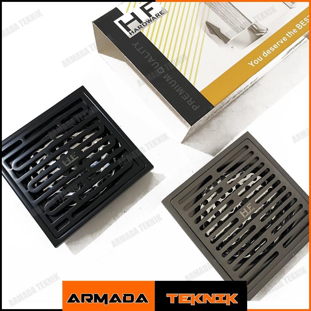 Saringan Got Floor Drain Kamar Mandi HF Premium Series Grey / Black Hitam Doff Stainless Anti Kecoa