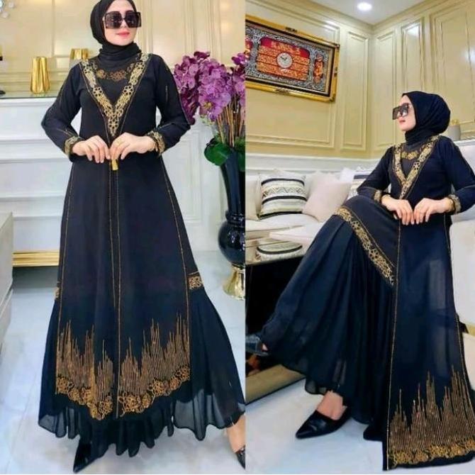 Promo Gamis Abaya Turkey premium Tasbih Jambul Rempel Bawah Mute Cantik Hitam Lembut Mewah Muslim Wa