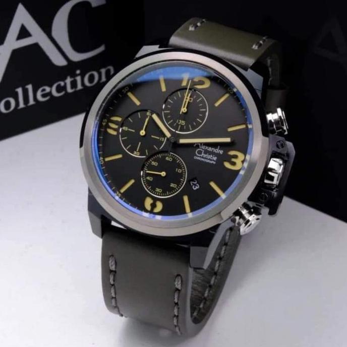 JAM TANGAN ALEXANDRE CHRISTIE AC6280 MC / AC 6280 SILVER GREEN LEATHER