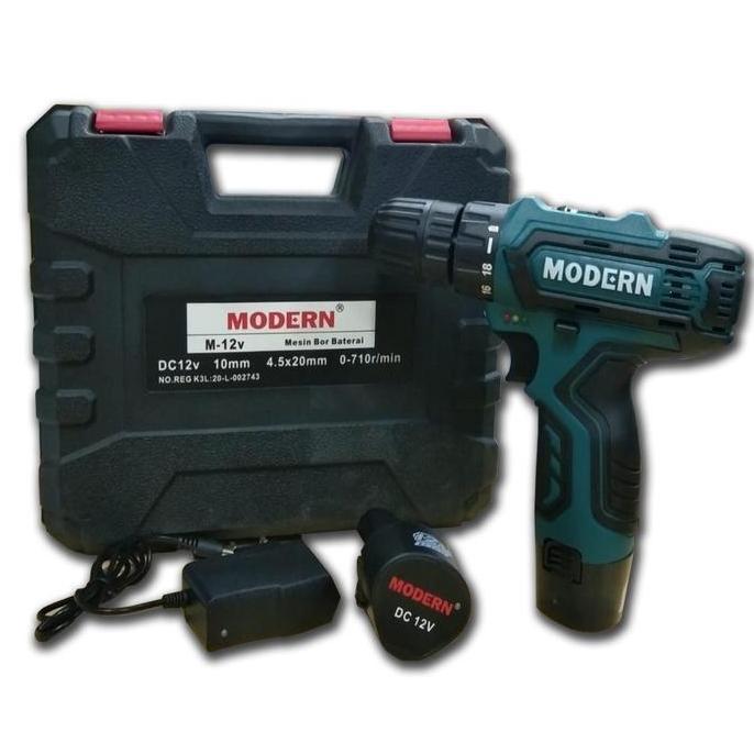 Promo Modern M 12 V / M-12V / M12V Bor Cordless / Baterai (2 Baterai) Diskon