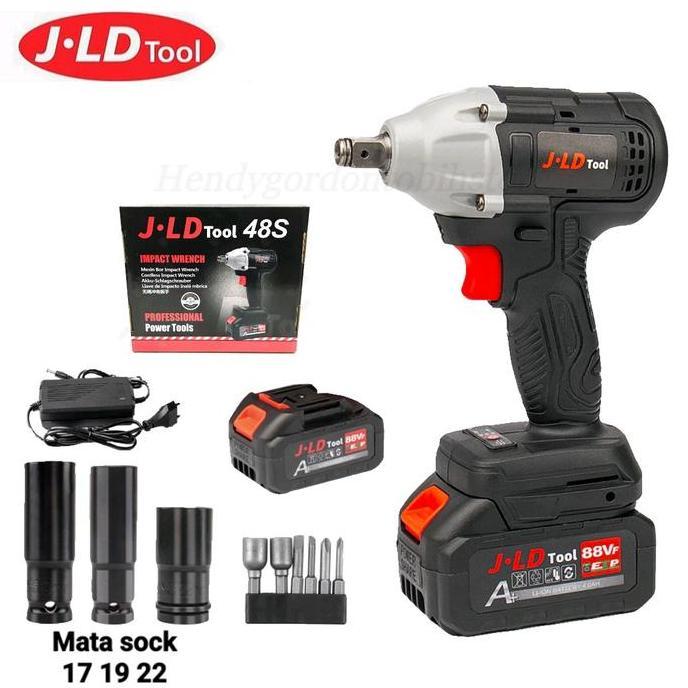 Promo JLD Cordless Impact Wrench 48S brushless impact baterai 350N.M impact pembuka baut 88VF impact