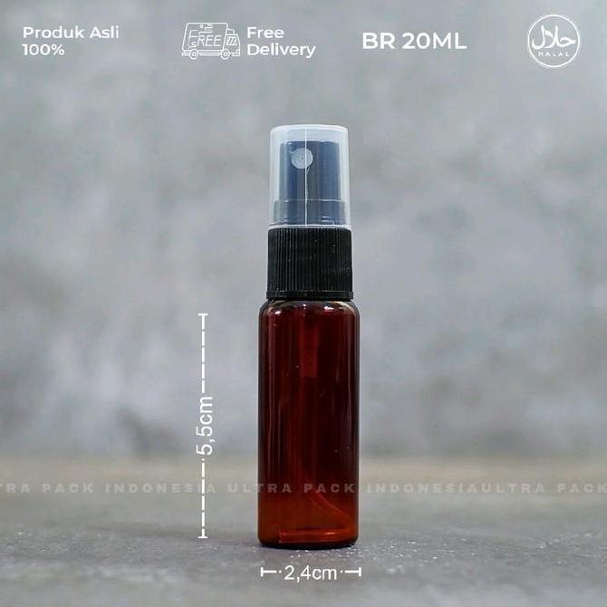 Promo PO - 2000PCS BOTOL PET BR 20ML AMBER + SPRAYER HITAM [ KEMASAN BOTOL SPRAY ISI ULANG ] Diskon