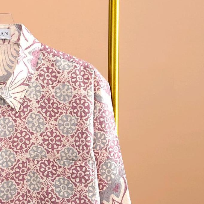 Kemeja Batik Pria "ALDY" Dusty Pink Tangan Panjang