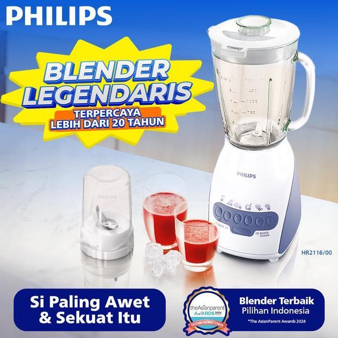 Philips Blender Hr 2116/00 - Blender 2 Liter - Blender Terbaik  - Dry Mill - Blender Bumbu Philips -