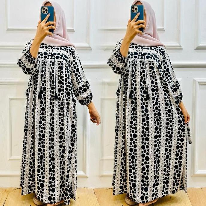 Regreg- Dress Sania Putih Rayon Premium Busui Batik Fashion Muslim Gamis Ramadhan Nyaman Panjang Sam